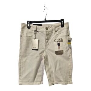 Seven7 White Roll Cuff Bermuda Jean Stretch Denim Shorts Sz 8 New Preppy